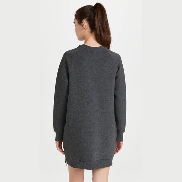Varley Albret Sweatshirt Dress Ottoman Fabric in Dark Charcoal Gray Marl, size S - Picture 3 of 14